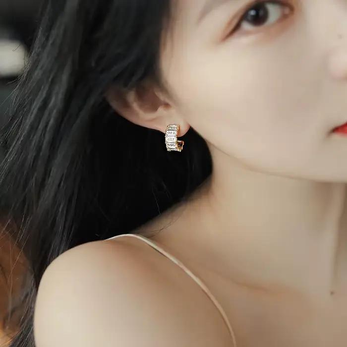 Boucles d'oreilles en plaqué or 14 carats pour femmes, accessoires de luxe élégants, bijoux de fête exquis, nouveau design coréen
