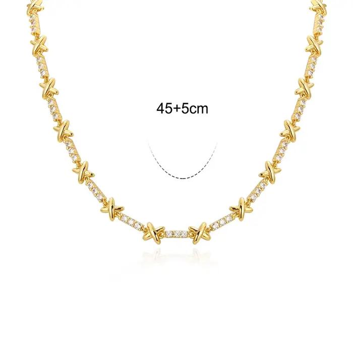 Collier ras du cou épais en forme de croix X pour femmes