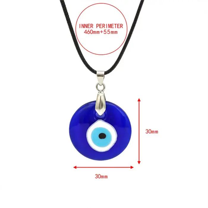 Collier porte-bonheur œil maléfique en verre bleu pour hommes et femmes
