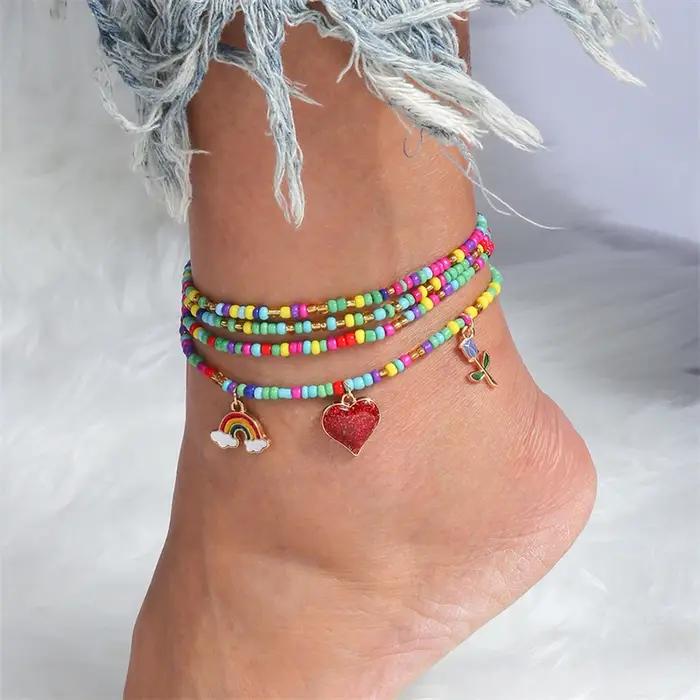 Bracelet de cheville en coquillage et étoile de mer pour femme