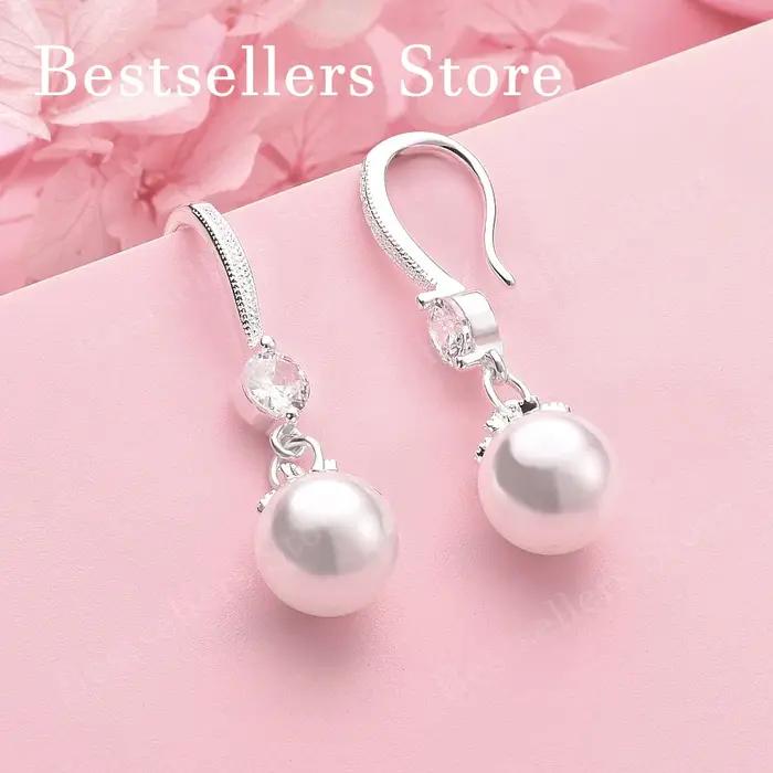 Boucles d'oreilles de luxe en argent sterling 925 avec perles et zircone pour femmes, accessoires de mariage, bijoux de mode, cadeaux pour anniversaires