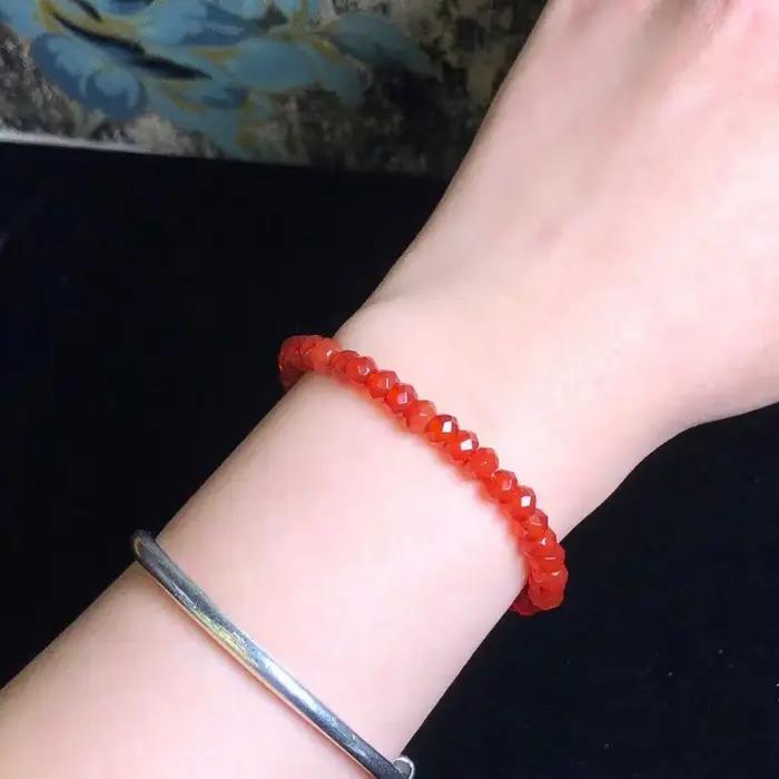 Bracelets de perles à facettes en Agate rouge naturelle de haute qualité