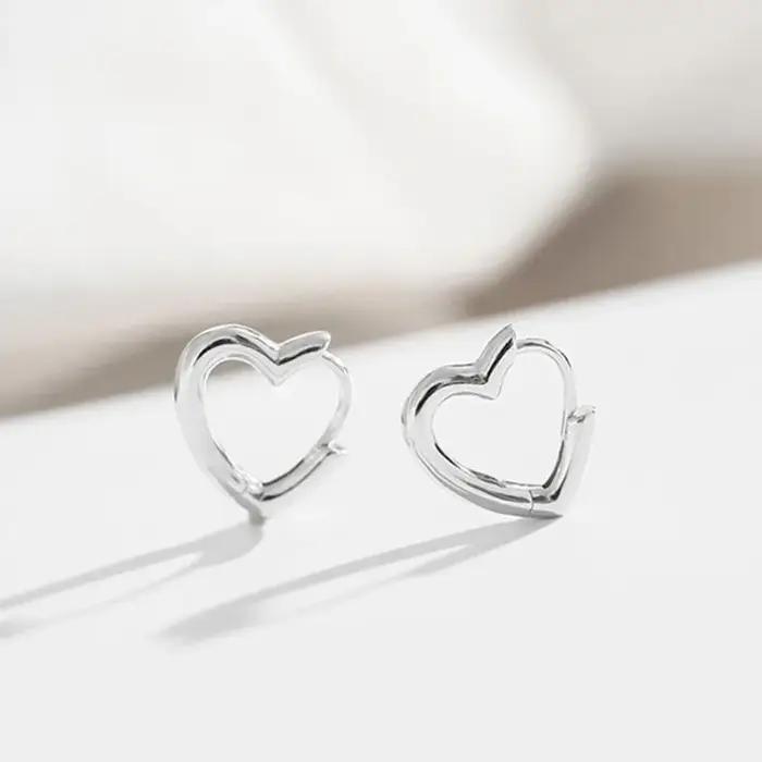Boucles d'oreilles coeur en argent regardé 925 pour femmes, bijoux sexy, cadeau personnalisé, créati