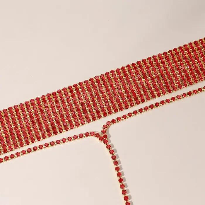Collier Élégant Tendance avec Gemme Rouge et Diamant Polyvalent pour Femmes Banquets Bal Occasionnellement Offert