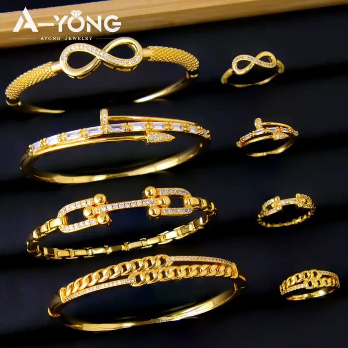 Ensemble de bijoux de mariage en or de dubaï de luxe