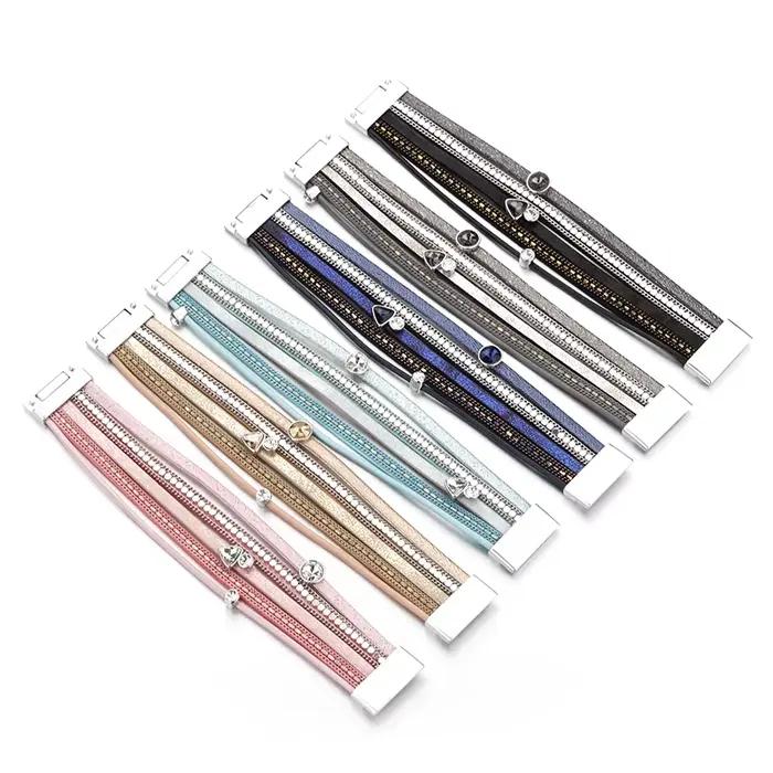 Bracelet en cuir cristal multicouche bohème personnalisable pour femmes occasions spéciales wrap bracelet ajustable tension diverse styles