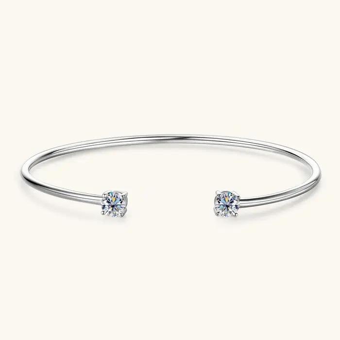 IOGOU-Bracelet manchette en diamant Moissanite pour femme, argent véritable, bracelet ouvert 925, bi