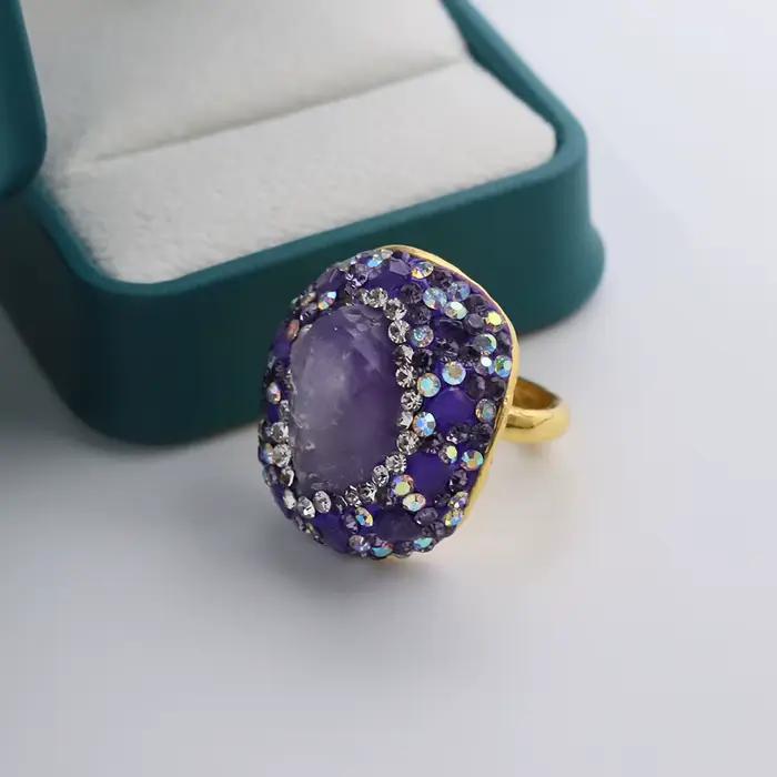 Bague Élégante en Améthyste et Zirconium pour Occasions Spéciales Style Étoile Femme