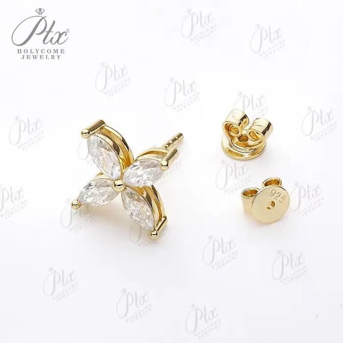 Ensemble de bijoux de boucles d'oreilles en Moissanite en forme de Marquise