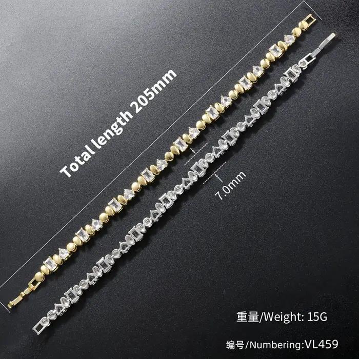 Bracelet et Collier Incrustés Géométriques Irréguliers Plaqués Or 18 Carats Accessoires de Mode Femme Occasions Spéciales