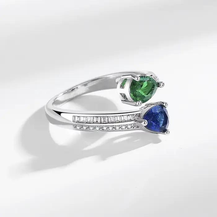 Bague en argent sterling 925 avec zircon carré et diamants, cadeau pour femme pour banquet, fiançailles, fête d'anniversaire