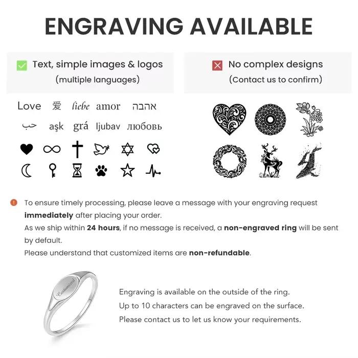 Bague chevalière gravée personnalisée en argent Sterling 925 véritable pour femmes et hommes