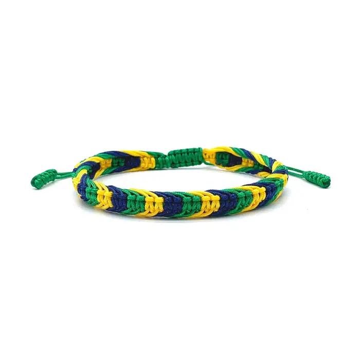 Bracelet en corde tressée fait main aux couleurs du drapeau national, réglable, pour femmes et hommes, cadeau ethnique