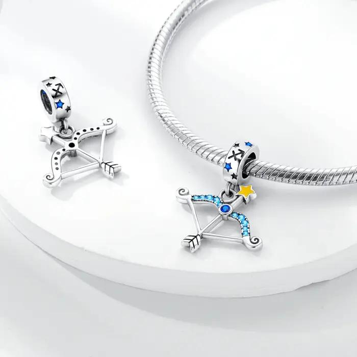 Pendentif Charme Arc et Flèche Sagittaire en Argent Sterling 925