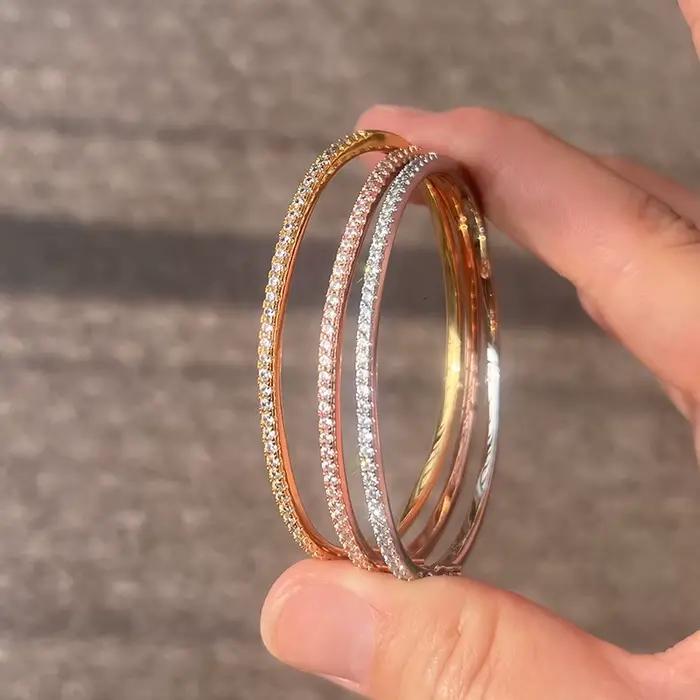 Marque chaude pur 925 bijoux en argent Sterling pour les femmes bracelet en or Rose diamant