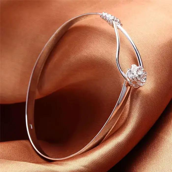 Bracelets en argent Sterling 925 pour femmes, joli bracelet à fleurs élégant, bijoux réglables, cadeaux de fête à la mode pour filles et étudiantes, nouvelle collection