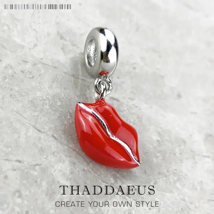 Pendentif en argent sterling 925 serti de lèvres en baiser rouge romantique pour femmes occasions spéciales mariage fiançailles anniversaire cadeau