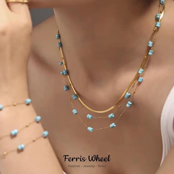 Collier de Charbon de Nature en Acier Inoxydable pour Femme