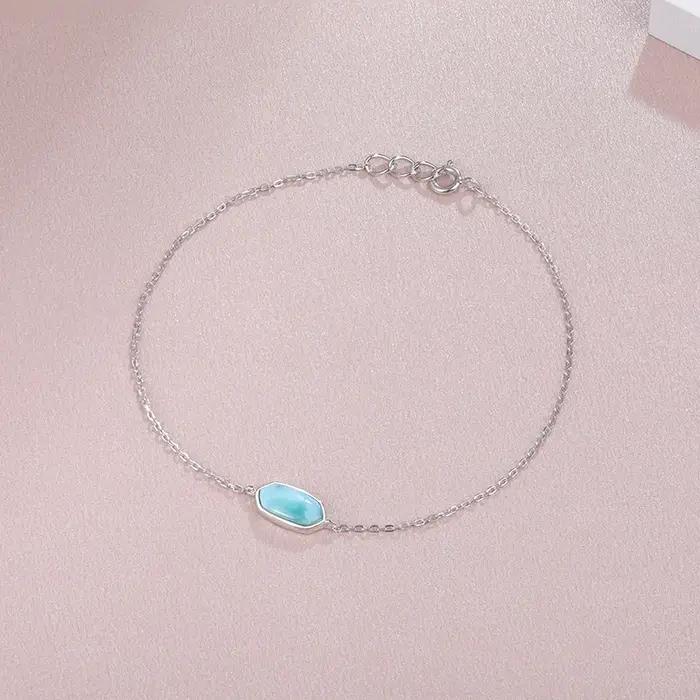 Breloque en argent Sterling 925 sertie de Larimar pour femmes mode et élégance pour soirées et occasions spéciales