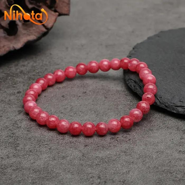 Bracelets en calcédoine rouge rhodochros