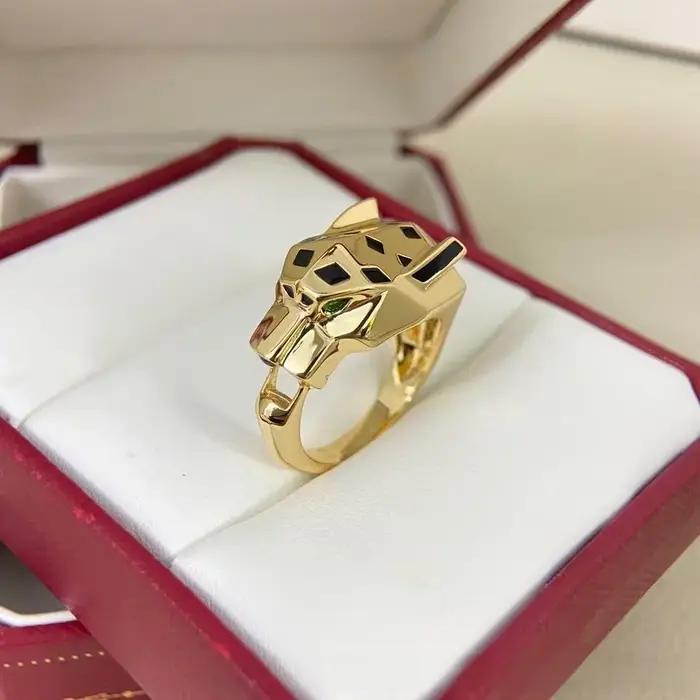 Bague Tête de Léopard Luxueuse et Tendance, Design Rétro Simple Assorti avec Étiquette, Sensation Ha