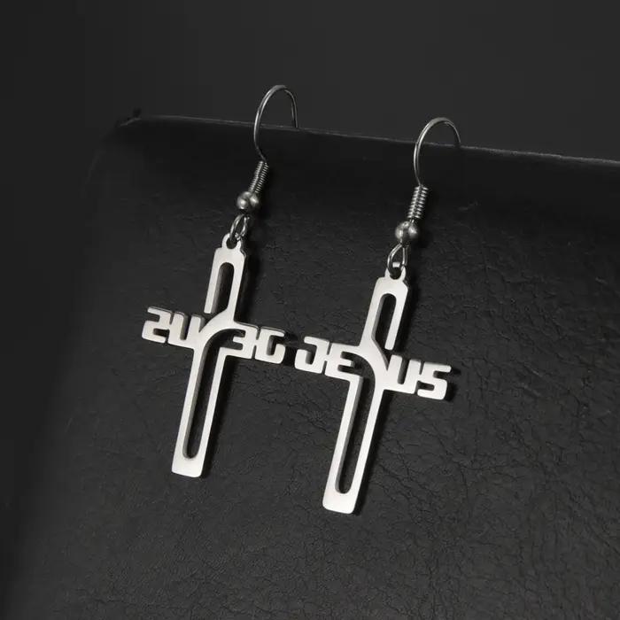 Boucles d'oreilles pendantes Cazador Christian Jesus Cross pour femmes