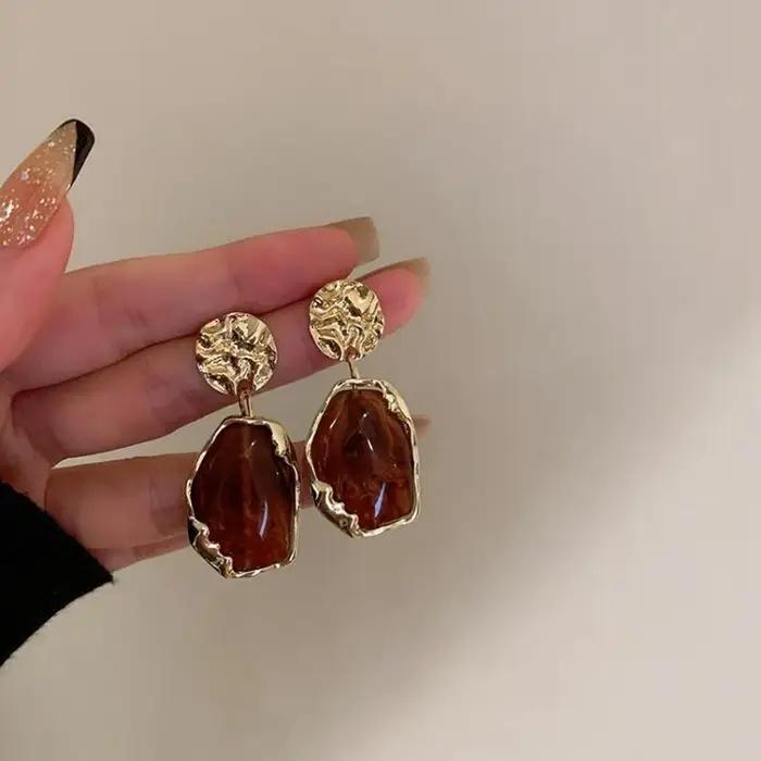 Nouvelles Boucles d'Oreilles en Résine Géométriques Irrégulières Corée 2026 pour Femme, Bijoux de Mode pour Mariage et Fête, Cadeau, Vente en Gros