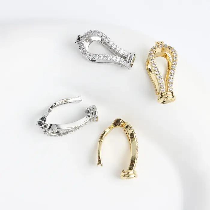 1 pièce cuivre plaqué or Zircon en forme de Y pull chaîne pince perle collier Bracelet