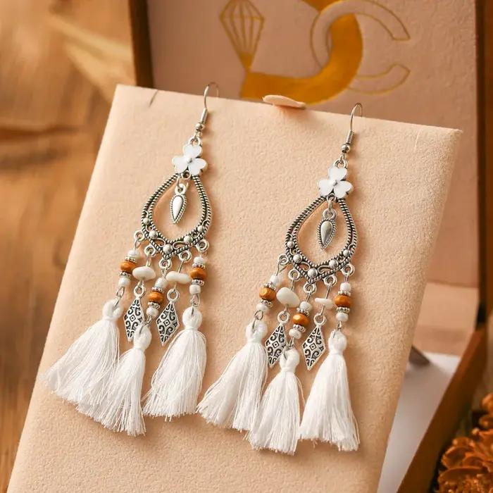 Boucles d'oreilles bohème en forme de cœur et de fleur pour femmes