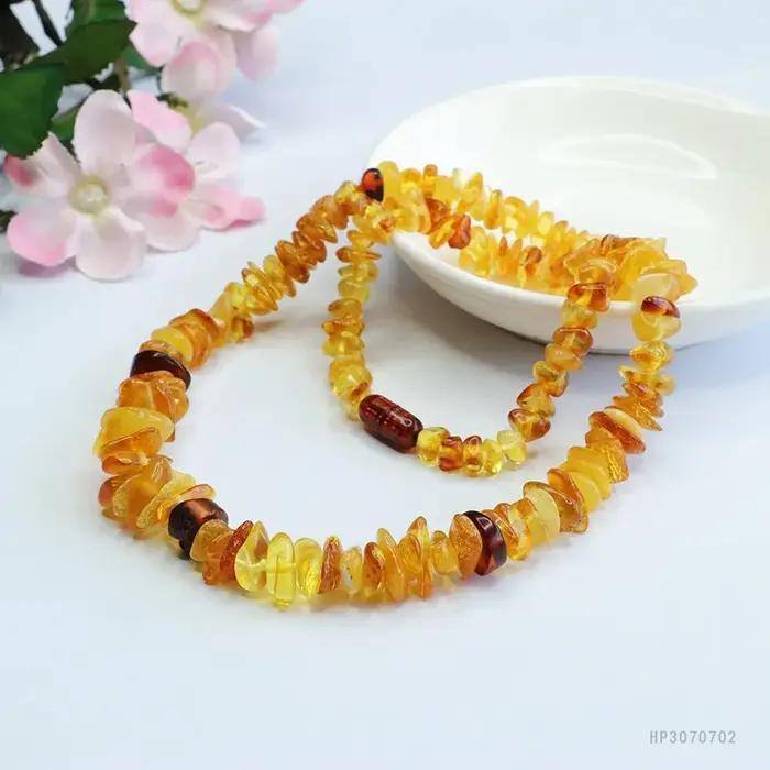 Collier Duobao en ambre naturel baltique, 7 ~ 15mm, cire d'abeille, ambre de sang, Kinder, chaîne de