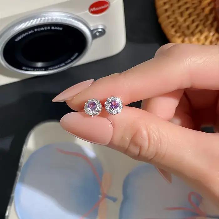 Boucles d'oreilles en argent Sterling 925 améthyste