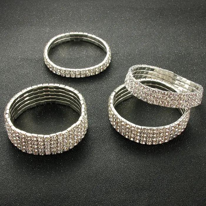 Bracelets et Bracelets en strass couleur argent multi-styles