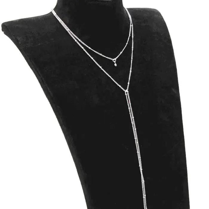 2024 Simple or argent couleur chaîne Collier ras du cou longues perles gland Chocker colliers pour femmes
