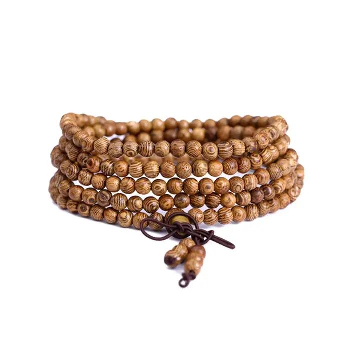 Bracelet de prière Mala 108 perles en bois de Wenge pour homme femme yoga et méditation spiritualité religieuse souvenirs cadeaux occasions spéciales