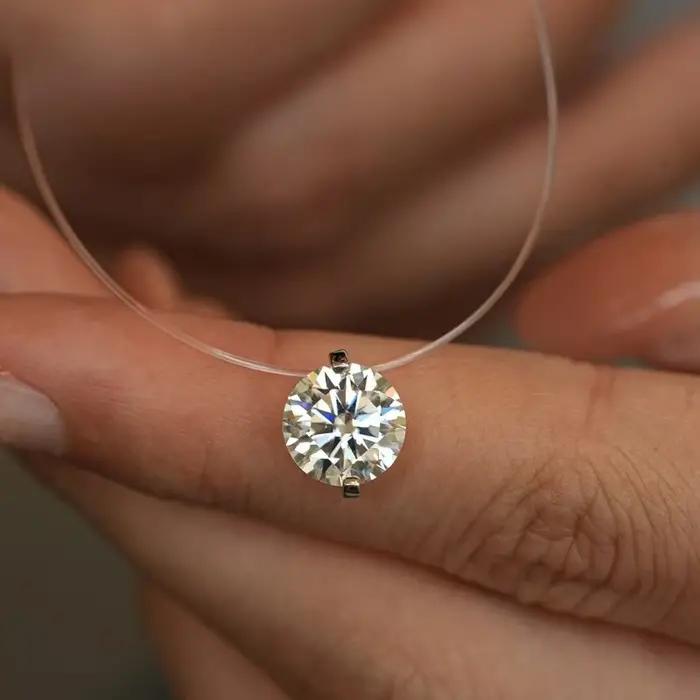 Collier de pêcheur unisexe simple et classique en argent sterling 925 et moissanite de 0