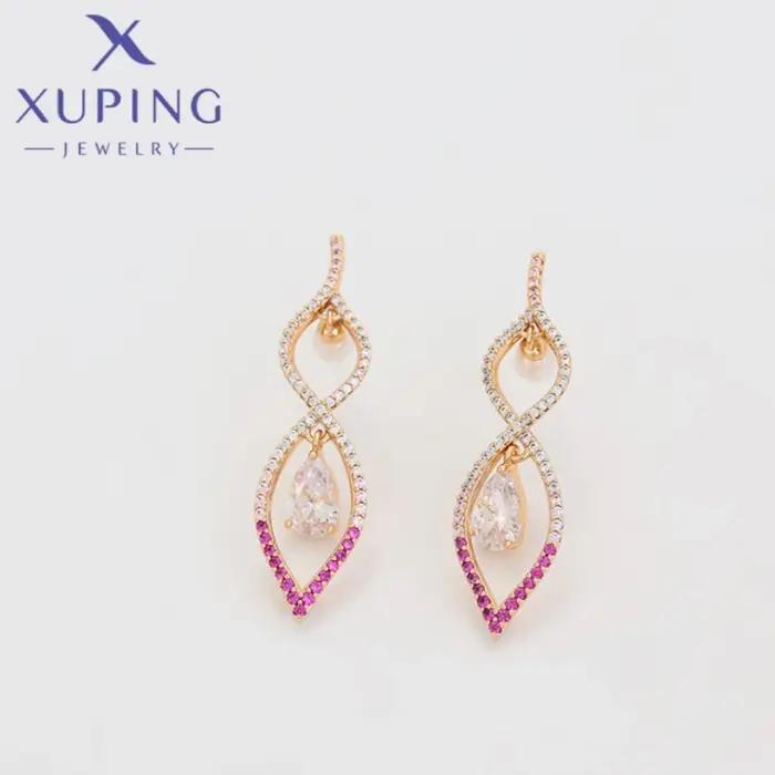 Boucles d'oreilles pendantes géométriques élégantes et tendance couleur or Xuping Jewelry
