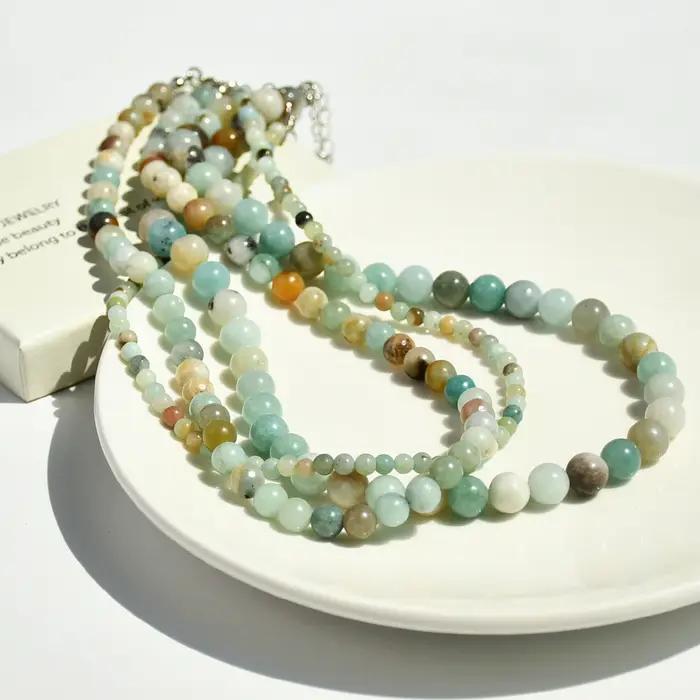 Colliers de la présidence en pierre d'amavergite naturelle pour femmes, colliers de perles bohémiennes faits à la main pour occasions spéciales et port quotidien