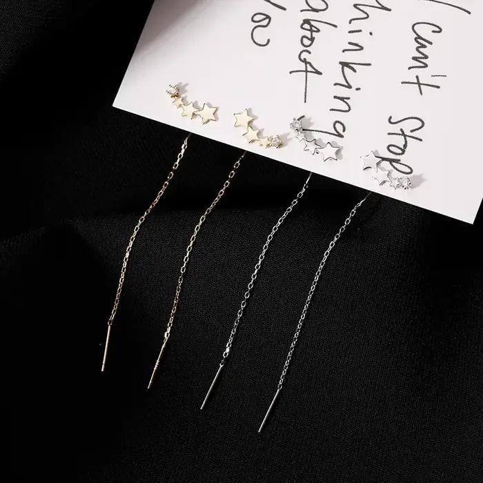 Boucles d'oreilles longues pompon en argent 925 pour femmes