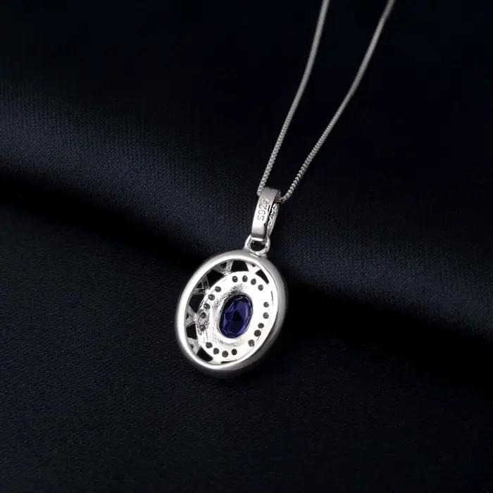 Collier pendentif Potiy en saphir synthétique 1,75 ct en argent sterling 925 pour femme bijou quotidien mariage fête