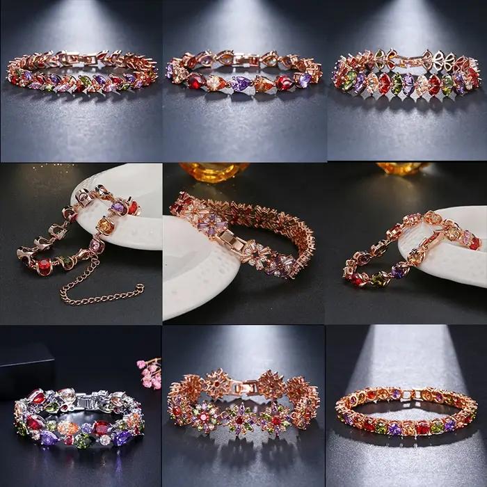 SUGO – Bracelets classiques rétro couleur or Rose en Zircon cubique pour femmes charmantes