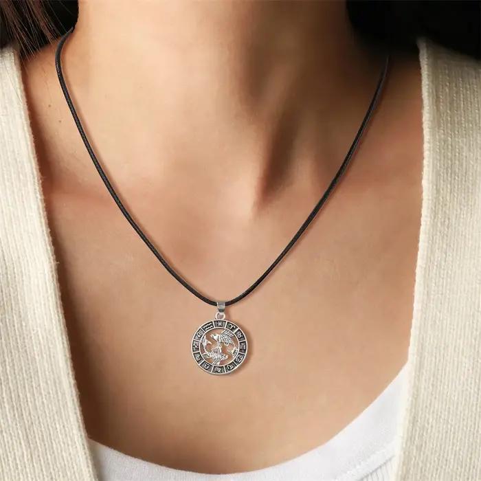 Collier pendentif signe du zodiaque pour hommes et femmes