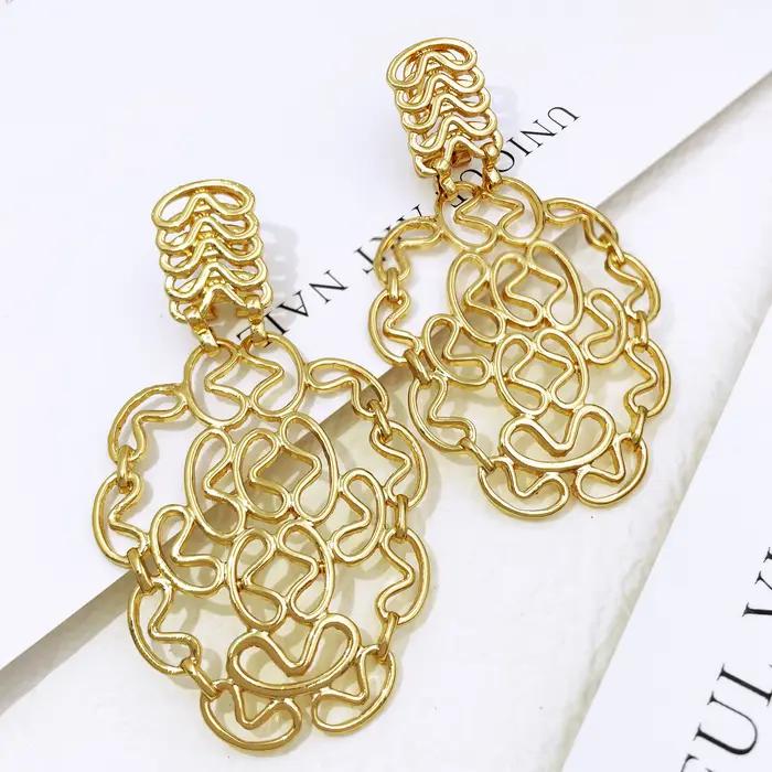 Grandes boucles d'oreilles évidées de Dubaï pour femmes