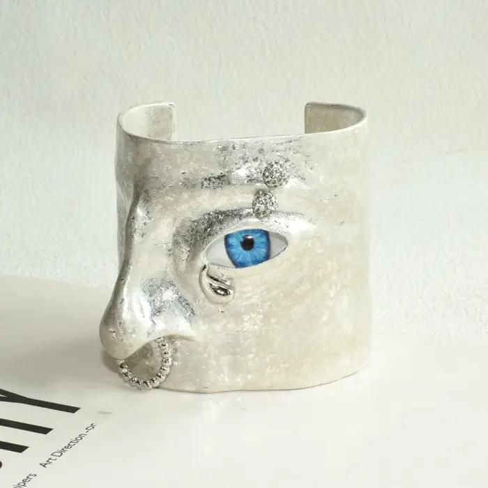Bracelet manchette ouvert en alliage plaqué