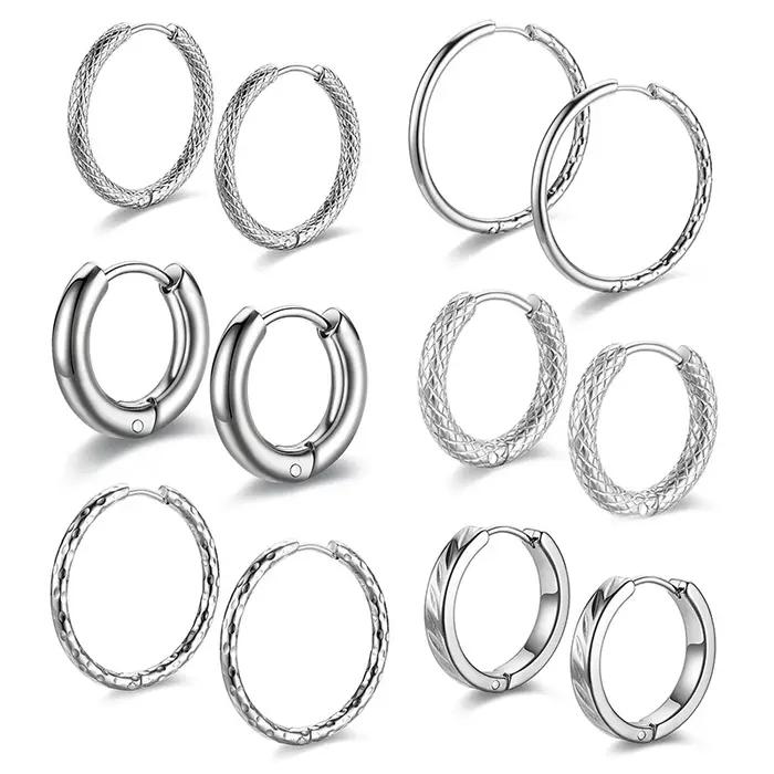 1 paire de boucles d'oreilles en acier inoxydable pour femmes