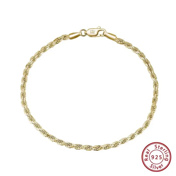 ORSA JEWELS 18K plaqué or corde chaîne Bracelet quotidien Simple Style 925 Stelring argent pour femm
