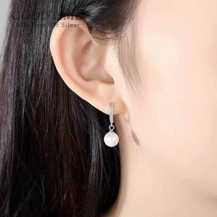 Femmes à la mode boucle d'oreille pur 925 en argent Sterling Zircon boucles d'oreilles