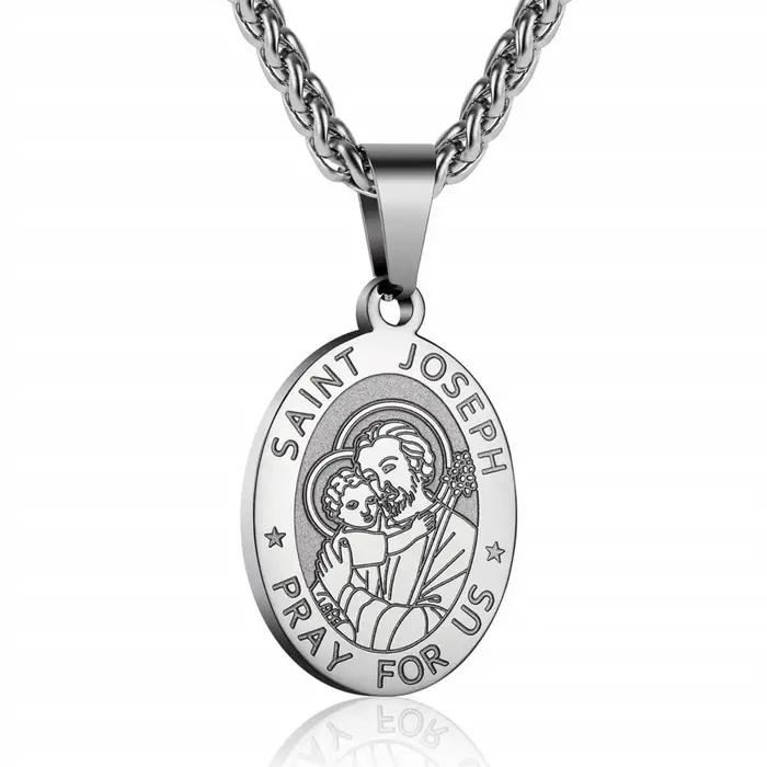 Collier pendentif Saint Joseph et Jésus pour femmes
