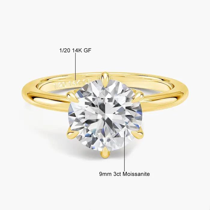 SDOOU – bague Solitaire en Moissanite à Six griffes
