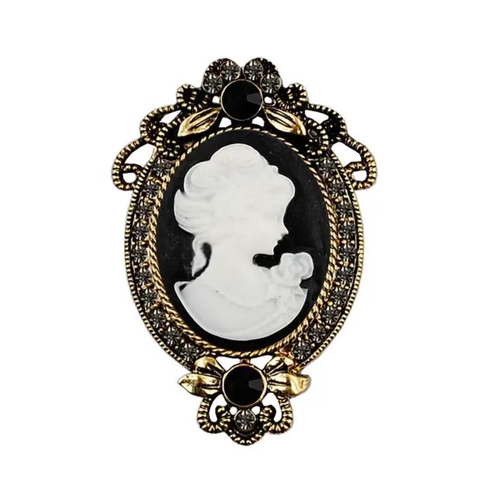 Broche Vintage Charmante en Résine avec Motif Tête de Reine de Beauté pour Occasions Spéciales et Tenues Chic FEMME