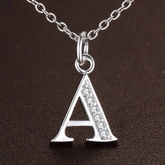 Pendentif de collier en argent regardé 925 pour femme, 26 lettres, accessoires de bijoux exquis, cad